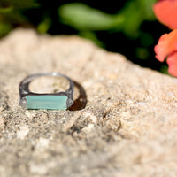 Thumbnail for Rhodium Plated Green Chalcedony Bar Ring