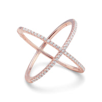 Thumbnail for 18 Karat Rose Gold Plated Criss Cross 'X' Ring with Signity CZs