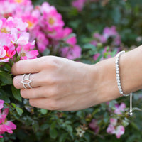 Thumbnail for Rhodium Plated CZ Friendship Bolo Bracelet