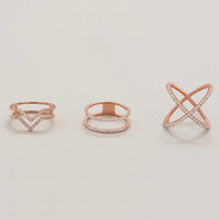 Thumbnail for 18 Karat Rose Gold Plated Criss Cross 'X' Ring with Signity CZs