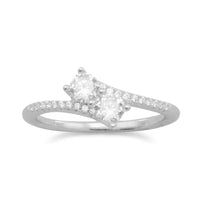 Thumbnail for Rhodium Plated Double CZ Ring with CZ Band