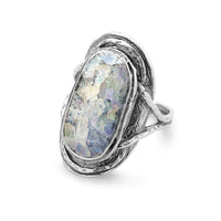 Thumbnail for Oxidized Oval Roman Glass Ring
