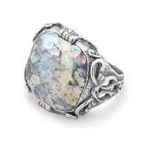 Thumbnail for Ornate Large Square Roman Glass Ring