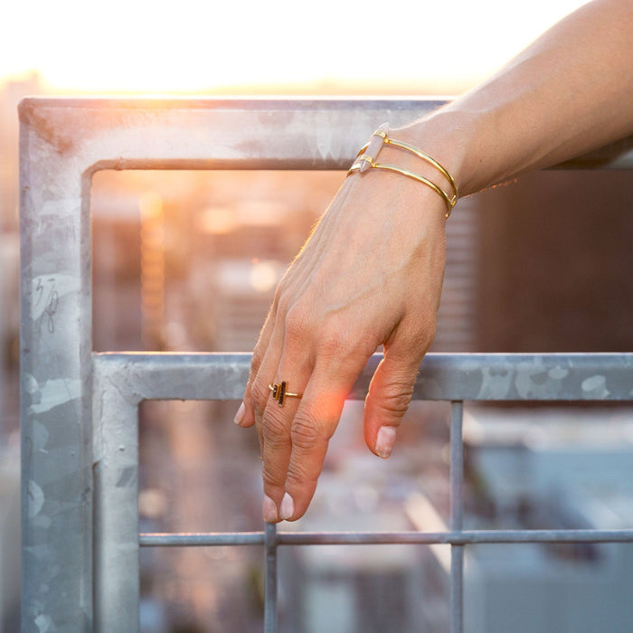 14 Karat Gold Plated and Diamond Chip Ring