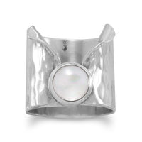 Thumbnail for Hammered Mother of Pearl Lapel Design Ring
