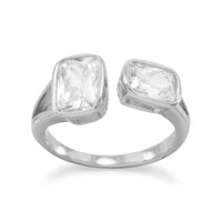 Thumbnail for Rhodium Plated CZ Split Design Ring