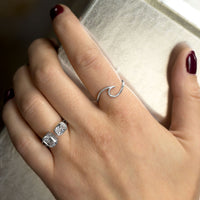Thumbnail for Rhodium Plated CZ Split Design Ring