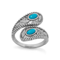 Thumbnail for Rhodium Plated Turquoise Wrap Ring