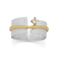 Thumbnail for Two Tone Art Deco CZ Ring