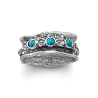 Thumbnail for Oxidized Spin Ring with Reconstituted Turquoise Stones