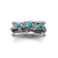 Thumbnail for Oxidized Spin Ring with Reconstituted Turquoise Stones