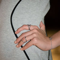 Thumbnail for Rhodium Plated Triple Circle Suspension CZ Ring