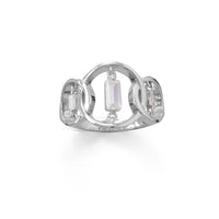 Thumbnail for Rhodium Plated Triple Circle Suspension CZ Ring