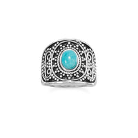 Thumbnail for Oxidized Beaded Design Reconstituted Turquoise Ring