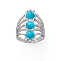 Thumbnail for Polished Six Line Reconstituted Turquoise Ring