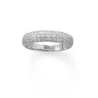 Thumbnail for Rhodium Plated Three Row Domed CZ Ring
