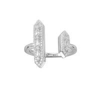 Thumbnail for Rhodium Plated CZ Double Bar Ring