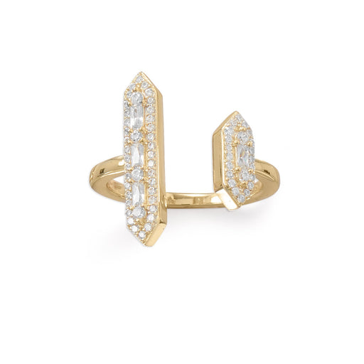 14 Karat Plated CZ Double Bar Ring