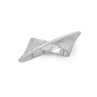 Thumbnail for Rhodium Plated Diagonal CZ Ribbon Ring