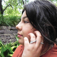 Thumbnail for Rhodium Plated Diagonal CZ Ribbon Ring