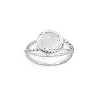 Thumbnail for Criss Cross Band Rainbow Moonstone Ring