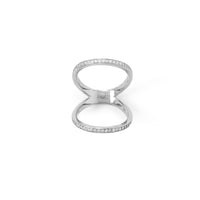 Thumbnail for Rhodium Plated CZ Double Band Knuckle Ring