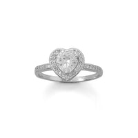 Thumbnail for Rhodium Plated CZ Heart Ring