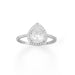 Rhodium Plated Pear CZ Ring with CZ Edge