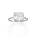 Rhodium Plated Square CZ Ring with CZ Edge