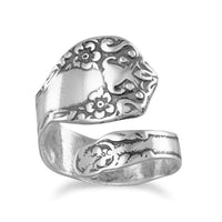 Thumbnail for Oxidized Floral Spoon Ring