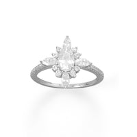 Thumbnail for Rhodium Plated Diamond Shaped Multi CZ Ring
