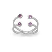 Thumbnail for Rhodium Plated Amethyst Split Design Ring