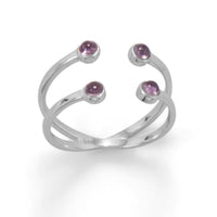 Thumbnail for Rhodium Plated Amethyst Split Design Ring