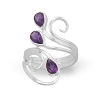 Thumbnail for Polished Scroll Design Amethyst Ring