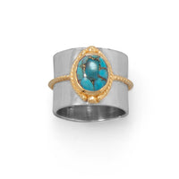 Thumbnail for Two Tone Rope Edge Turquoise Ring