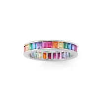 Thumbnail for Rhodium Plated Rainbow CZ Ring