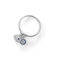 Thumbnail for Rhodium Plated Evil Eye Charm Ring