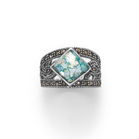 Thumbnail for Oxidized Marcasite and Roman Glass Ring