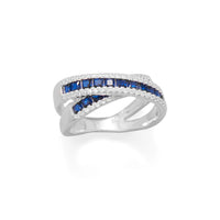 Thumbnail for Blue CZ Overlapping Ring