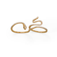Thumbnail for Sassy Serpent! 14 Karat Gold Plated CZ Wrap Snake Ring