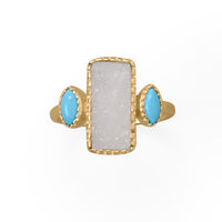 Thumbnail for Darling and Dreamy! 14 Karat Gold Plated Druzy and Synthetic Turquoise Ring
