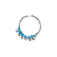 Thumbnail for Rhodium Plated Synthetic Turquoise Bead and Disk Ring
