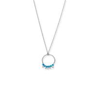 Thumbnail for Rhodium Plated Synthetic Turquoise Bead and Disk Ring
