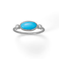 Thumbnail for Oval Synthetic Turquoise and CZ Ring