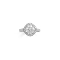 Thumbnail for Rhodium Plated Baguette CZ Cushion Shaped Ring