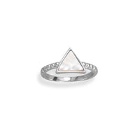 Thumbnail for Rhodium Plated Triangle Shell and Beaded Band Ring