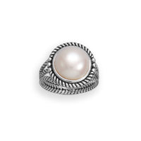 Thumbnail for Oxidized Rope Edge and Cultured Freshwater Pearl Ring