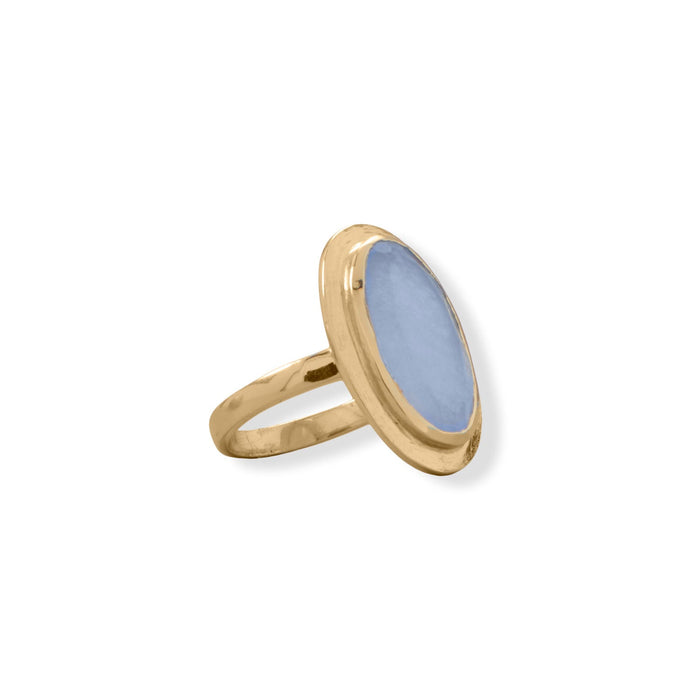 14 Karat Gold Plated Oval Chalcedony Ring