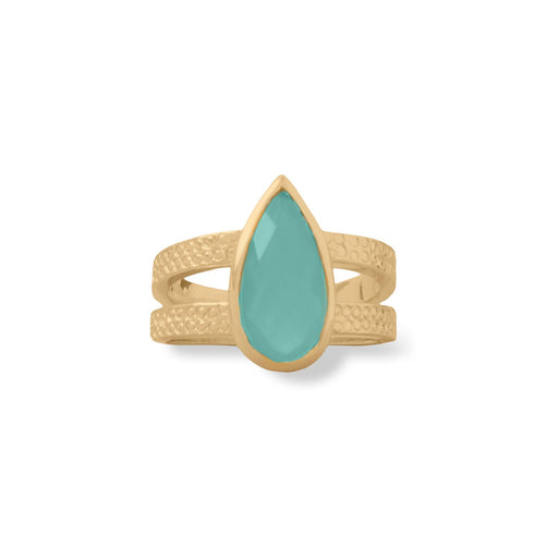 14 Karat Gold Plated Aqua Hydro Glass Ring