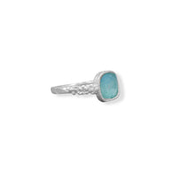 Thumbnail for Square Aqua Roman Glass with Pebble Band Ring